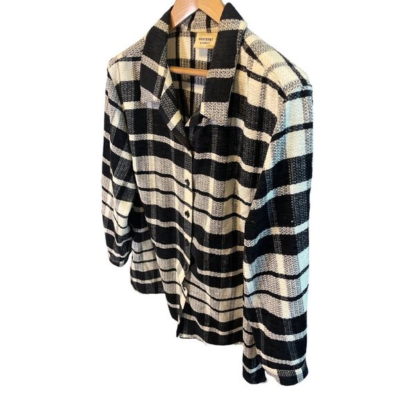 Monterey by Koret Black White Plaid Shacket Top Jacket Sz 18W - Picture 3 of 11